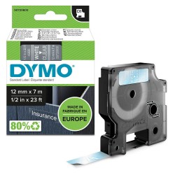 DYMO Schriftband D1 S0720600, 12 mm weiß auf transparent