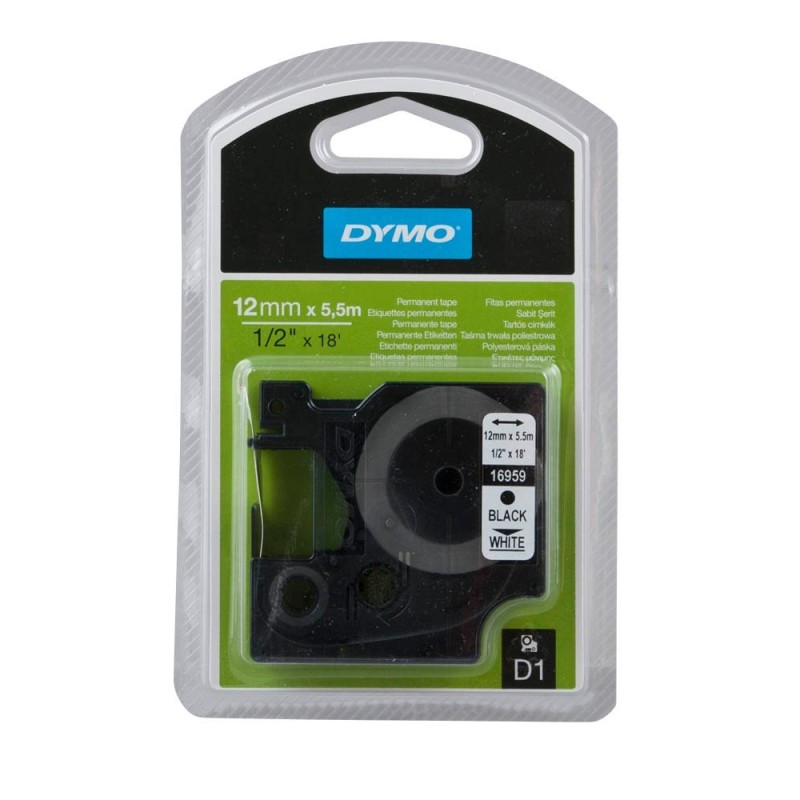 DYMO Schriftband D1 16959 S0718060, 12 mm schwarz auf weiß